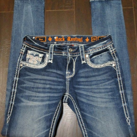 Rock Revival Jen embellished Skinny Jeans Sz 26 LN - Picture 5 of 7